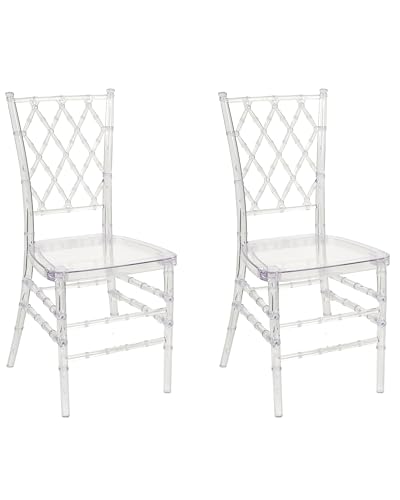 Esszimmerstuhl 2er Set Kunststoff transparent Bambus-Optik Karo-Rückenlehne Retro Design Stuhl Clarion Esszimmerstuhl 2er Set Kunststoff transparent Bambus-Optik Karo-Rückenlehne Retro Design Stuhl Clarion von Beliani