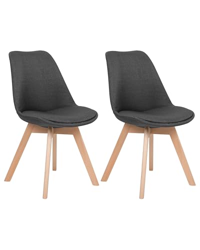 Esszimmerstuhl 2er Set Polsterbezug in Dunkelgrau Küchenstühle Moderne Essstühle von Beliani