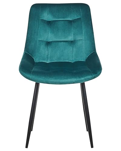 Esszimmerstuhl 2er Set Samt blau türkis mit Metallgestell schwarz Retro Melrose von Beliani