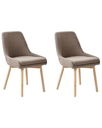 Esszimmerstuhl 2er Set Stoffbezug Braun helle Holzbeine Sitzkissen Melfort von Beliani