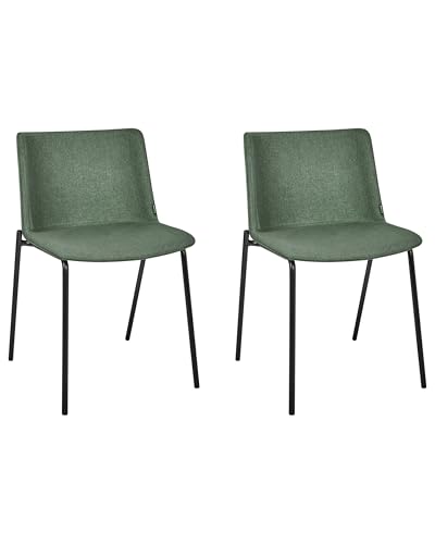 Beliani Esszimmerstuhl 2er Set Stoffbezug grün mit Metallbeinen schwarz modern Esbon von Beliani