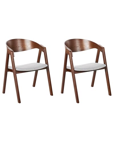 Beliani Esszimmerstuhl 2er Set dunkler Holzfarbton Stoffbezug grau mit Holzbeinen Yuba Beliani Esszimmerstuhl 2er Set dunkler Holzfarbton Stoffbezug grau mit Holzbeinen Yuba von Beliani