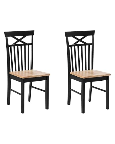 Beliani Esszimmerstuhl 2er Set schwarz/braun Lanhausstil Houston von Beliani