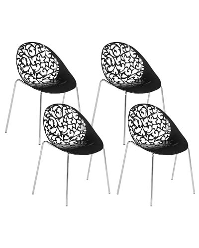 Esszimmerstuhl 4 Stühle dekorative Rückenlehnen Kunststoff schwarz Mumford von Beliani