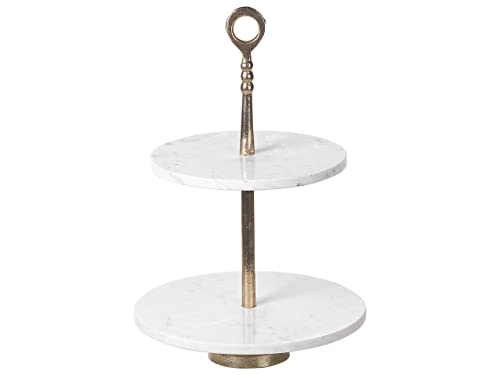 Etagere Marmor Aluminium weiß / gold 50 cm 2-stöckig Tischdekoration Tarum von Beliani