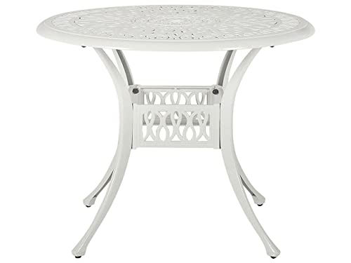 Französischer Balkontisch Aluminium Creme weiß rund ø90 cm mit Schirmloch Ancona von Beliani