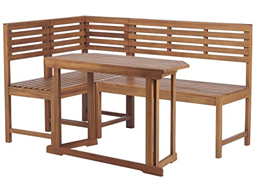 Garten Modul Eckbank mit Klapptisch 110x47 Akazienholz Hellbraun 4-teilig Treia von Beliani