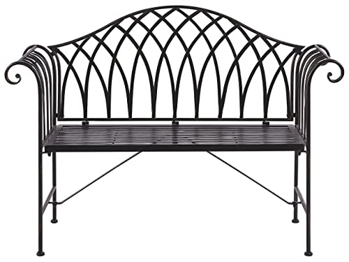 Beliani Gartenbank Metall Schwarz 130 cm romantischer Stil Milazzo von Beliani