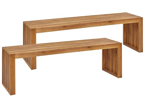 Gartenbank ohne Lehne 2er Set Akazienholz Hellbraun 150 cm U-Form modern Sulzano Gartenbank ohne Lehne 2er Set Akazienholz Hellbraun 150 cm U-Form modern Sulzano von Beliani
