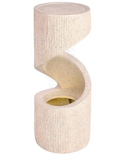 Gartenbrunnen mit LED Licht beige Harz Wasserfall Regen Spiralbrunnen Winx von Beliani