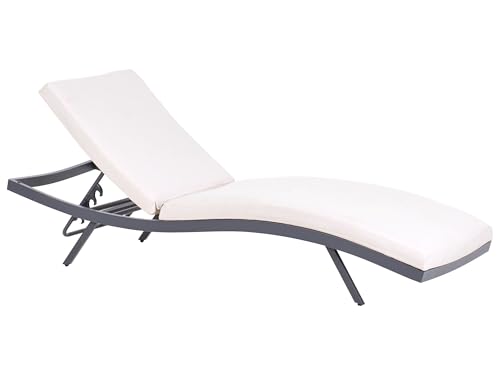 Gartenliege Aluminium schwarz Bespannung beige verstellbares Kopfteil Amelia Gartenliege Aluminium schwarz Bespannung beige verstellbares Kopfteil Amelia von Beliani