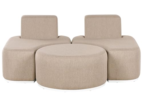 Gartenmöbel Lounge Set Stoff beige 3-teilig zusammenschiebbar modern Fabro von Beliani