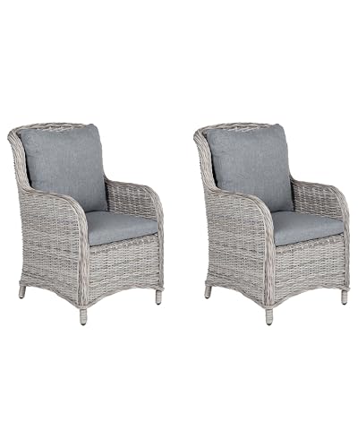 Gartensessel 2er Set Rattan grau mit passenden Auflagen modern Cascais Gartensessel 2er Set Rattan grau mit passenden Auflagen modern Cascais von Beliani