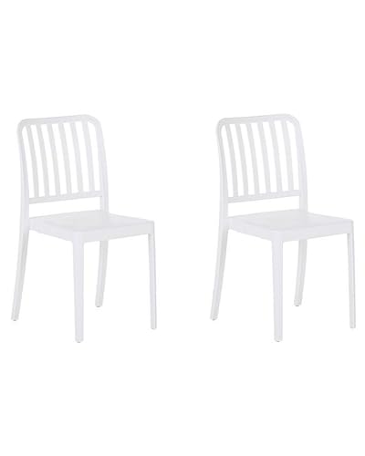 Gartenstühle im 2er Set weiß aus Kunststoff für Innen- und Außenbereich Sersale von Beliani