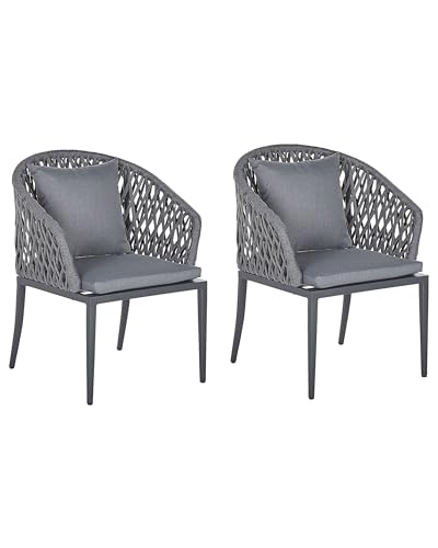 Gartenstuhl 2er Set Aluminium grau Flechtseil mit Auflagen Modern Lipari Gartenstuhl 2er Set Aluminium grau Flechtseil mit Auflagen Modern Lipari von Beliani