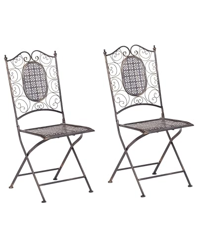 Gartenstuhl 2er Set Metall schwarz Antik-Optik klappbar romantischer Stil Borimo Gartenstuhl 2er Set Metall schwarz Antik-Optik klappbar romantischer Stil Borimo von Beliani