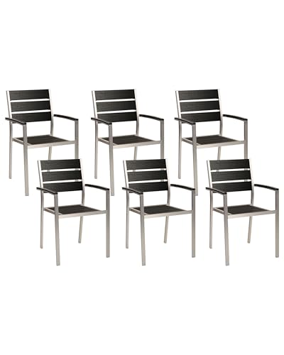 Beliani Gartenstuhl 6er Set schwarz/Silber Modern Design stapelbar Vernio von Beliani