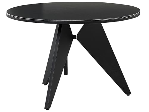 Beliani Gartentisch Keramikglas/Aluminium schwarz rund ⌀ 110 cm X-Beine Modern Olmetto von Beliani