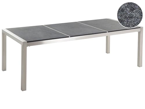 Beliani Gartentisch aus Steingemisch schwarz geflammt 220 cm grau/Silber Grosseto von Beliani