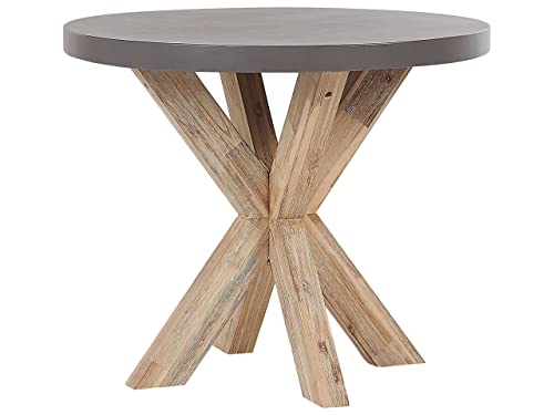 Beliani Gartentisch grau rund 90 cm Faserzement Akazienholz-Beine Rustikaler Look Olbia Beliani Gartentisch grau rund 90 cm Faserzement Akazienholz-Beine Rustikaler Look Olbia von Beliani