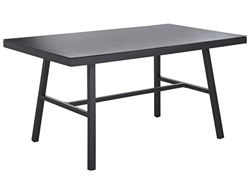 Gartentisch mit Glasplatte schwarz Steinoptik rechteckig 150x90 Modern Canetto von Beliani
