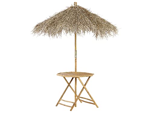 Gartentisch mit Sonnenschirm Bambus Seegras heller Holzfarbton natürlich Molise von Beliani