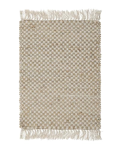 Geflochtener Teppich aus Jute und Baumwolle mit Fransen rechteckig 50 x 80 cm beige Zerdali Geflochtener Teppich aus Jute und Baumwolle mit Fransen rechteckig 50 x 80 cm beige Zerdali von Beliani