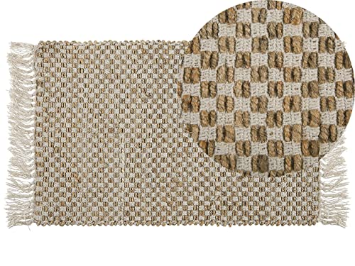 Geflochtener Teppich aus Jute und Baumwolle mit Fransen rechteckig 50x80 beige Zerdali von Beliani