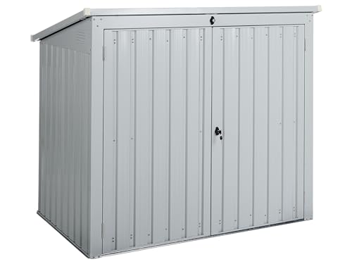 Gerätehaus Metall grau abschließbar mit Pultdach 2 Türen Klappdach Moena von Beliani
