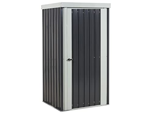 Gerätehaus Metall grau mit Pultdach Tür integrierter Dachrinne Modern Umbria von Beliani