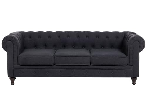 Beliani Glamouröses Polstersofa mit Armlehnen Knopfsteppung 3er-Sitzer Grau Chesterfield Beliani Glamouröses Polstersofa mit Armlehnen Knopfsteppung 3er-Sitzer Grau Chesterfield von Beliani