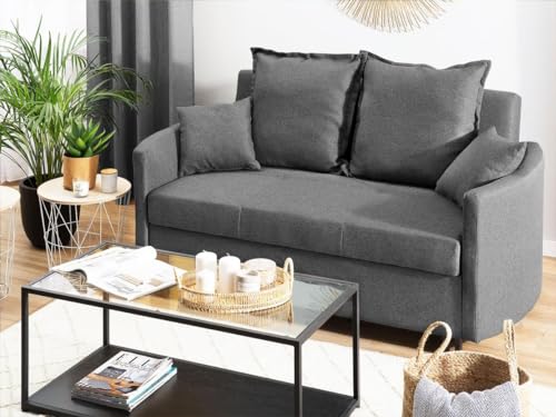 Graues 2-Sitzer Sofa mit moderner Optik und Schlaffunktion Hovin von Beliani