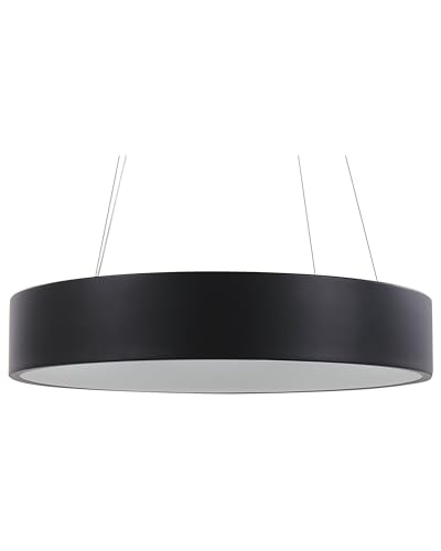 Hängelampe Metall und Acryl schwarz flach rund Ringform ø 60 cm Modern Lenya von Beliani