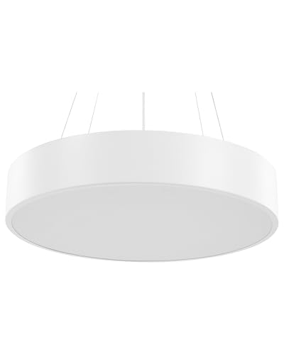 Hängelampe Metall und Acryl weiß flach rund Trommelform ø 60 cm Modern Balili von Beliani
