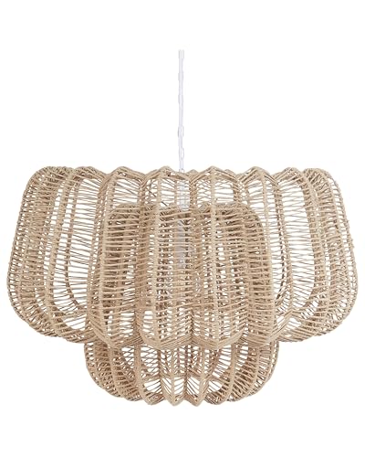 Hängelampe Papierseil beige Boho Stil Saisi von Beliani