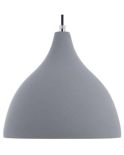 Hängelampe mit Schirm Gips grau Glockenform 1-flammig Industrie-Design Lambro von Beliani