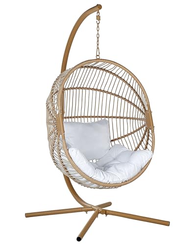 Hängesessel aus beige Rattan mit Metallgestell Acri von Beliani