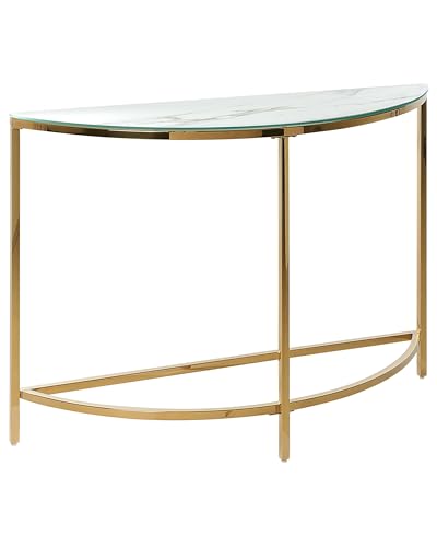 Beliani Halbmond Konsolentisch Glas Marmor Optik weiß Metallgestell Gold Glamour Orita Beliani Halbmond Konsolentisch Glas Marmor Optik weiß Metallgestell Gold Glamour Orita von Beliani