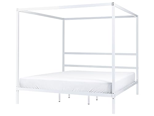 Himmelbett Metall weiß 180 x 200 cm mit Vier Pfosten Lestards von Beliani