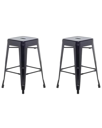 Hocker 2er Set in industriellem Stil Metall schwarz 60 cm Cabrillo von Beliani