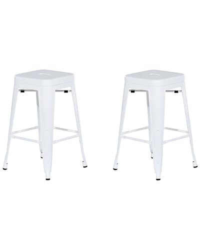 Beliani Hocker 2er Set in industriellem Stil Metall weiß 60 cm Cabrillo Beliani Hocker 2er Set in industriellem Stil Metall weiß 60 cm Cabrillo von Beliani