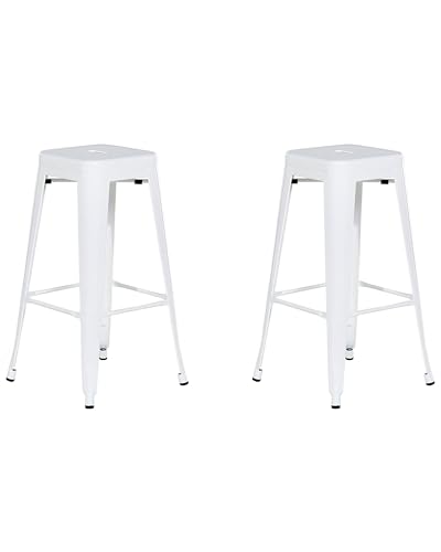 Beliani Hocker 2er Set in industriellem Stil Metall weiß 76 cm Cabrillo von Beliani