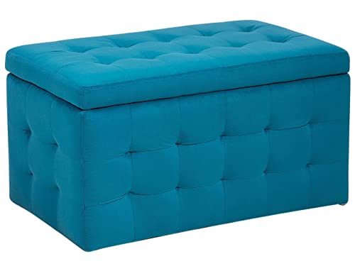 Hocker mit Stauraum Deckel Samt Marineblau Bettbank Truhe Pouf Modern Michigan Hocker mit Stauraum Deckel Samt Marineblau Bettbank Truhe Pouf Modern Michigan von Beliani