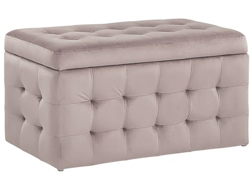 Hocker mit Stauraum Deckel Samt rosa Bettbank Truhe Fußhocker Modern Michigan von Beliani