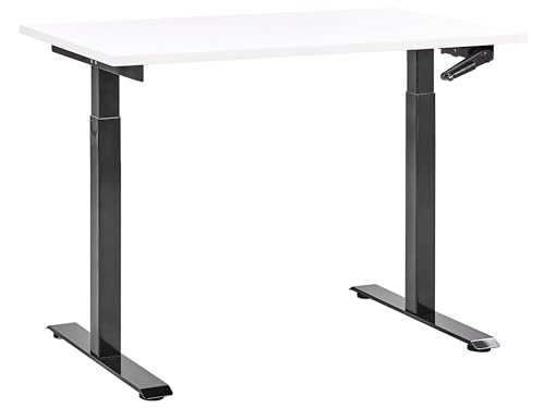 Höhenverstellbarer Schreibtisch mit Kurbel weiß/schwarz 120x72 cm DESTINES von Beliani