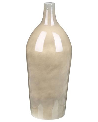 Hohe Blumenvase Terrakotta handgefertigt beige 47 cm Flaschenform Modern Leganes von Beliani