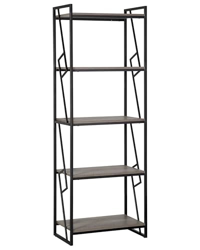 Beliani Hohes Standregal Holzoptik Dunkelbraun Metallgestell schwarz 5 Fächer Forres von Beliani