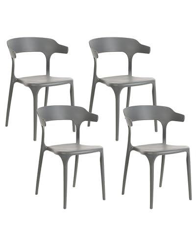 Indoor und Outdoor Stuhl 4er Set Kunststoff grau stapelbar Skandi Modern Gubbio von Beliani