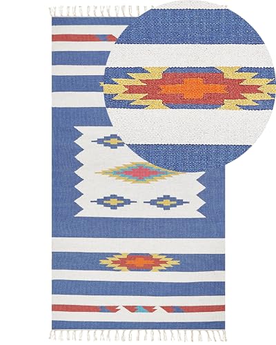 Kelim-Teppich Baumwolle bunt 80 x 150 cm handgewebt geometrisches Muster Varser Kelim-Teppich Baumwolle bunt 80 x 150 cm handgewebt geometrisches Muster Varser von Beliani