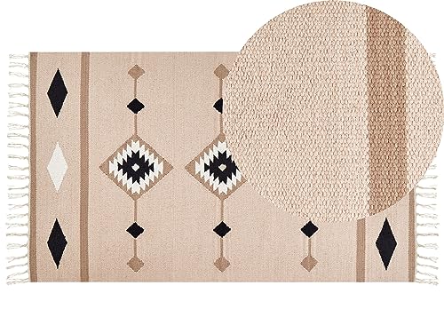 Kelim-Teppich Baumwolle bunt beige 80 x 150 cm geometrisches Muster Boho Berdik von Beliani